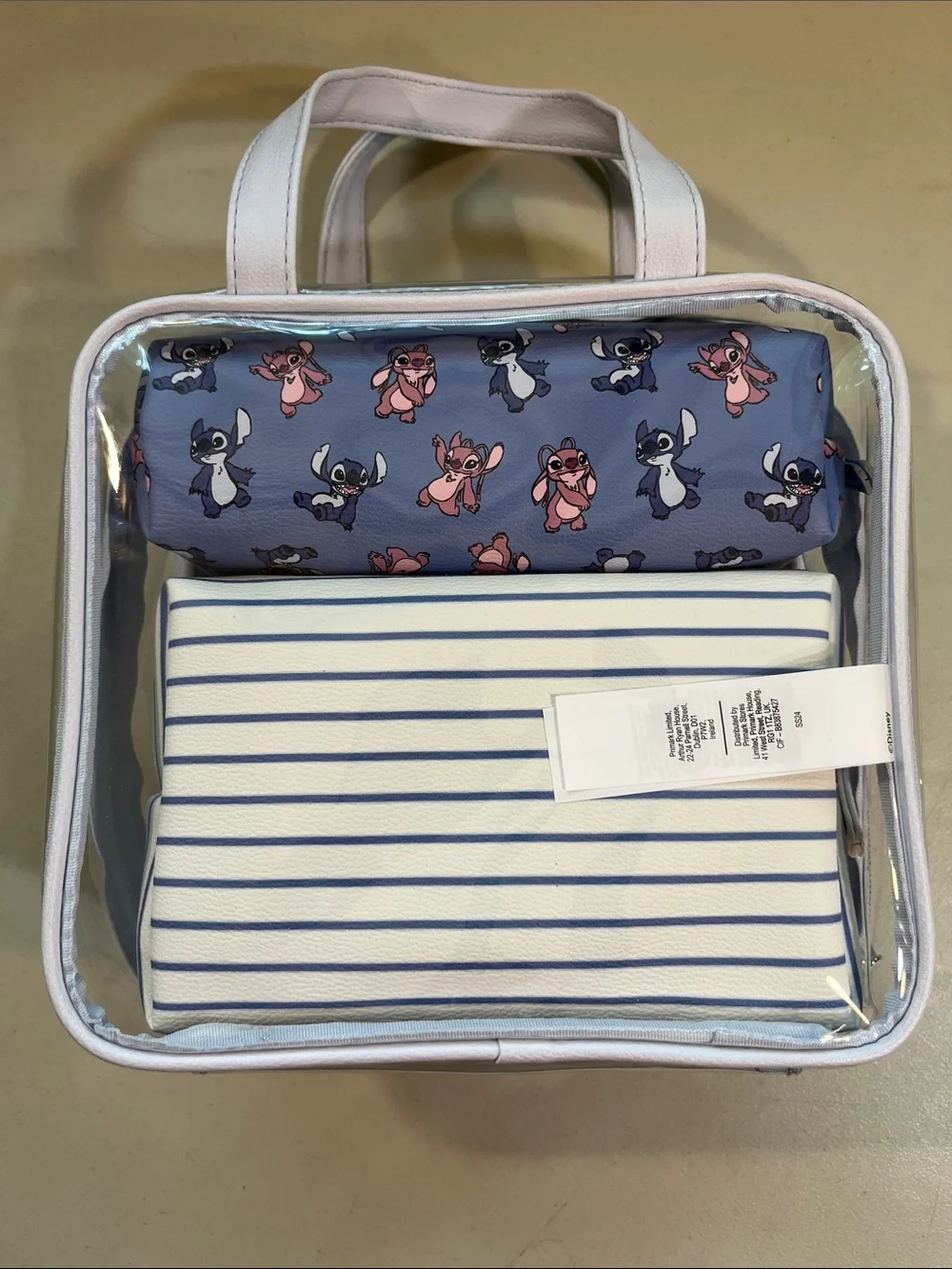 Primark Clear Kids Tote with Pink & Blue Character Panel